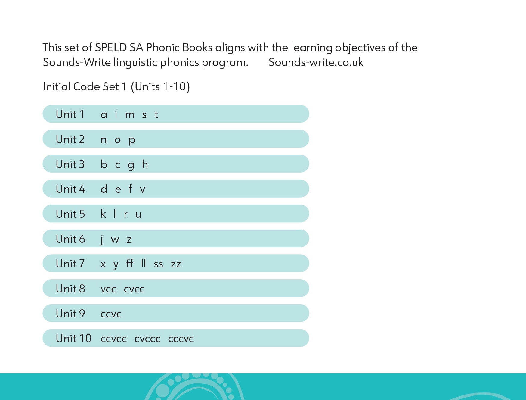 SPELD SA Phonic Books Initial Code (Units 1-10) Set 1 – SPELDSA