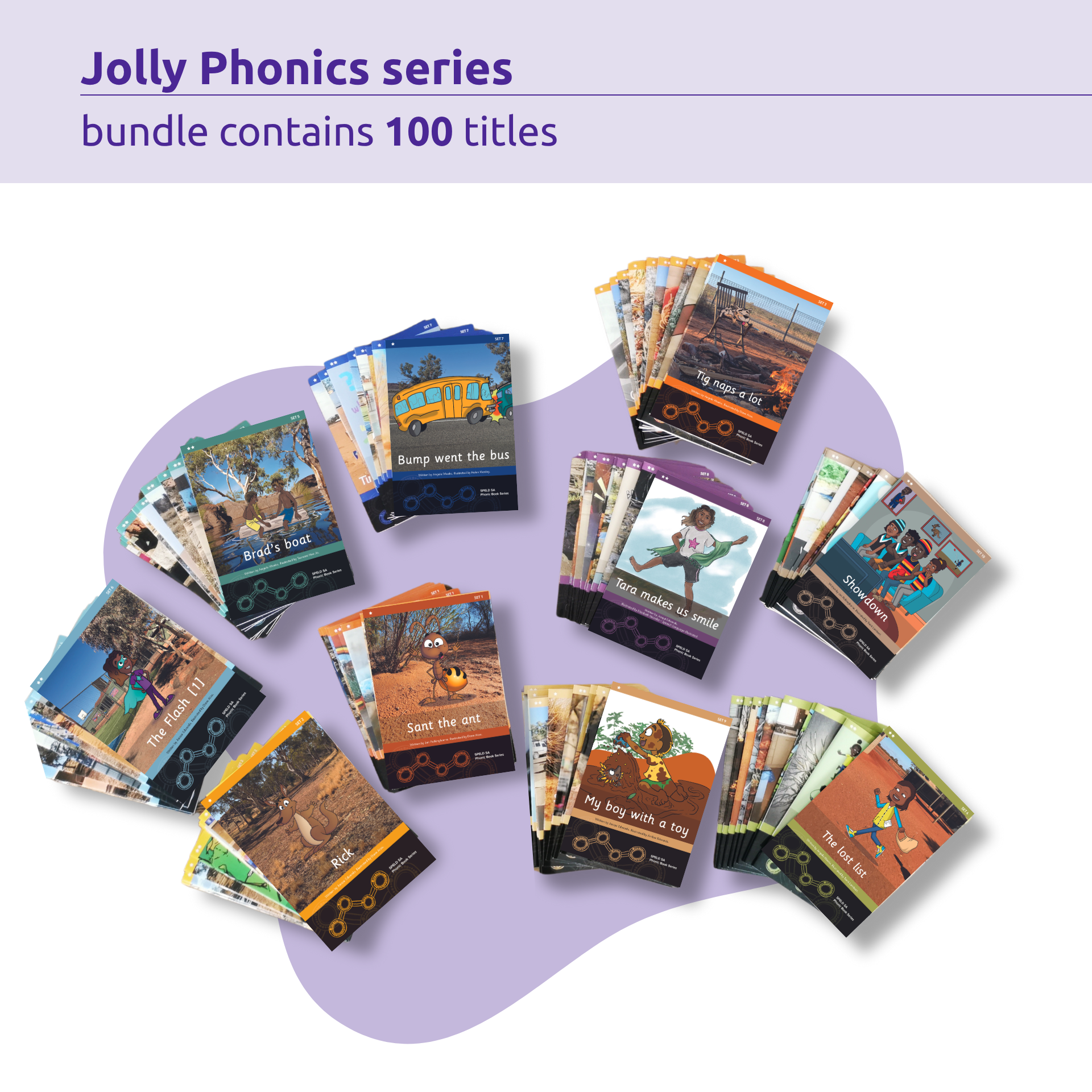 Bundle Phonic Books Complete Kit with Jolly Phonics code (100 Titles)