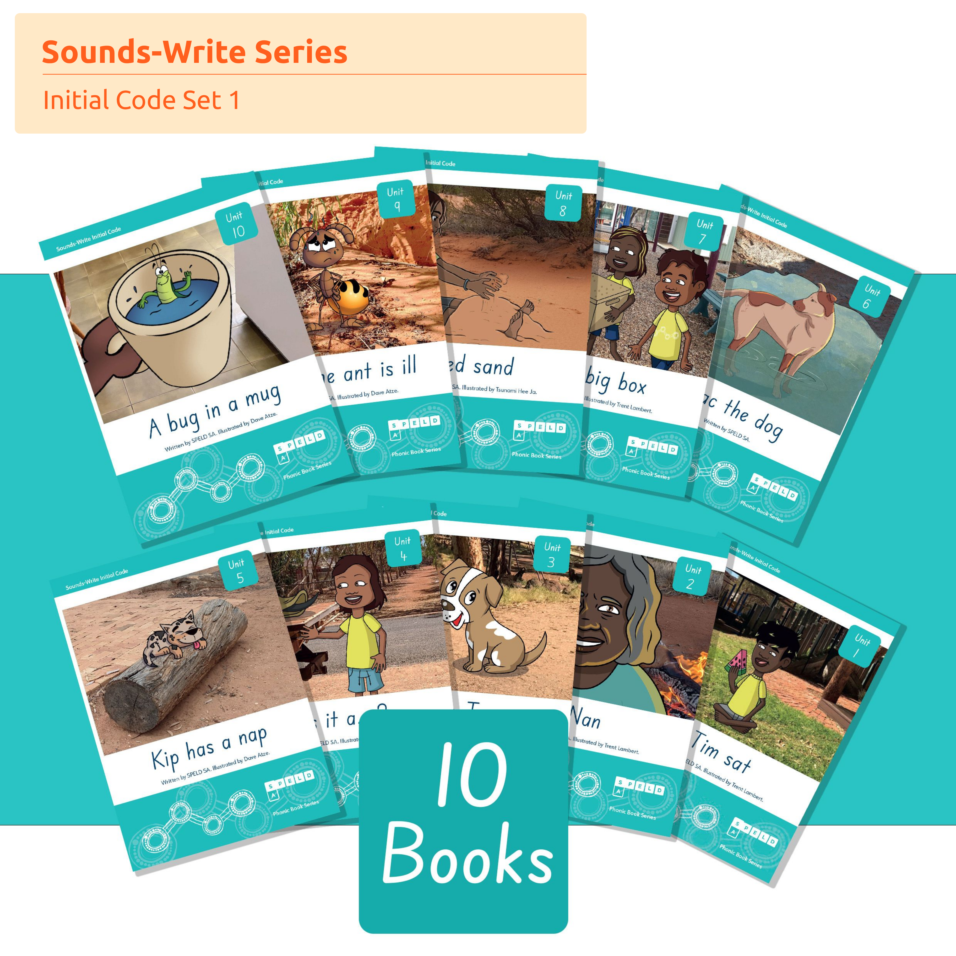 SPELD SA Phonic Books Initial Code (Units 1-10) Set 1