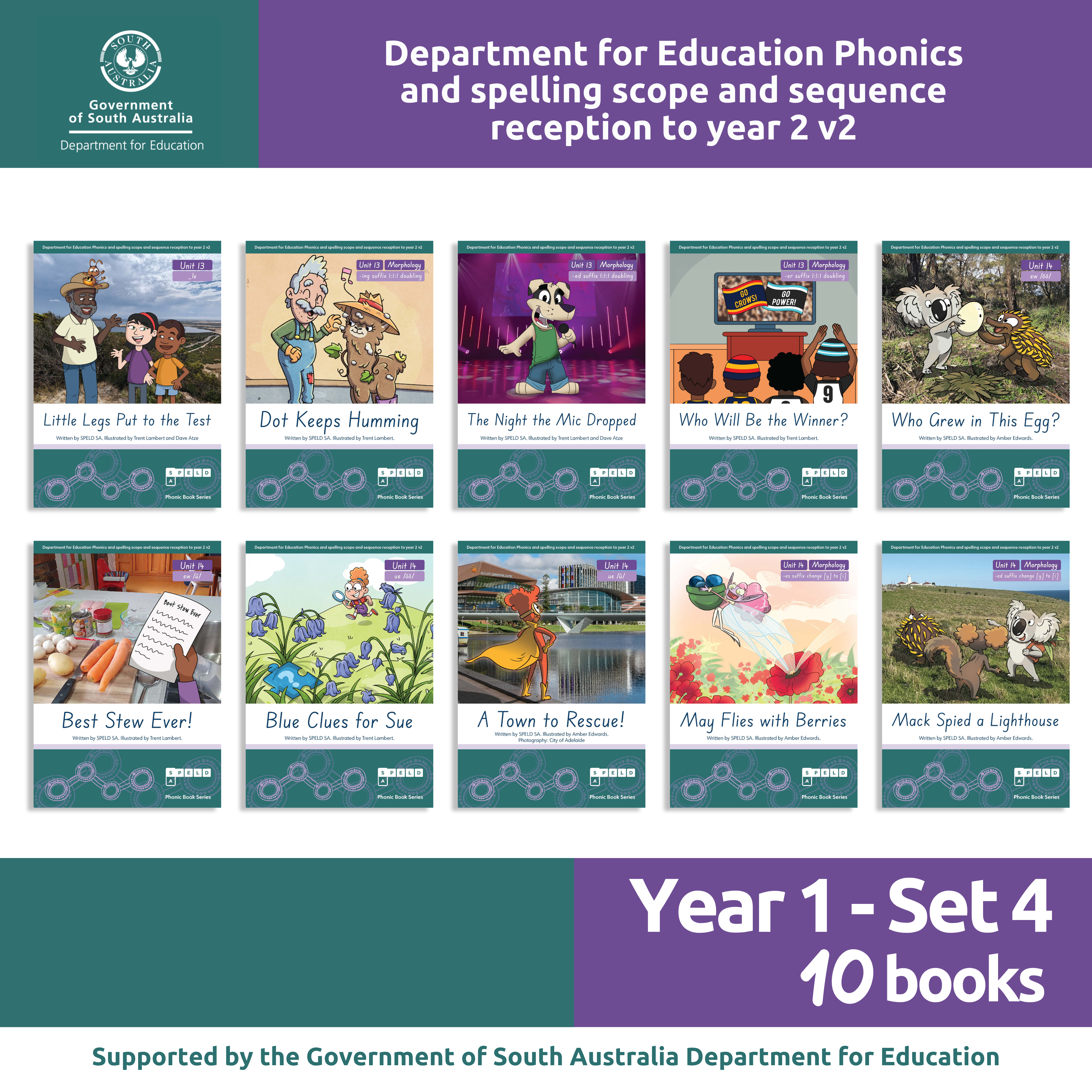 Department for Education Phonics and Spelling Scope and Sequence Decodable Books: Year 1 Set 4 (10 Titles)
