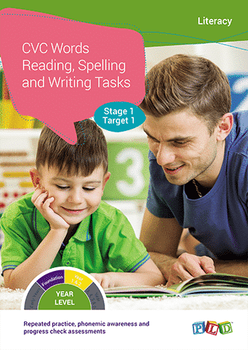 CVC Words, Reading, Spelling and Writing Tasks – Stage 1 Target 1